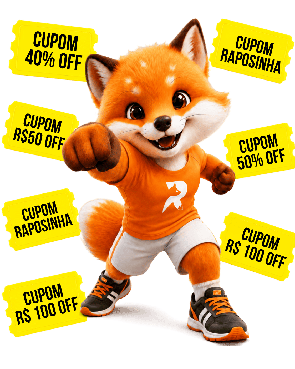 Raposinha com cupons de desconto